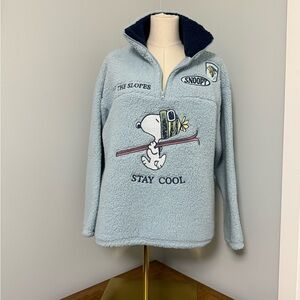 Peanuts Snoopy “Stay Cool” Sherpa cozy Quarter-Zip | NWT | Medium
